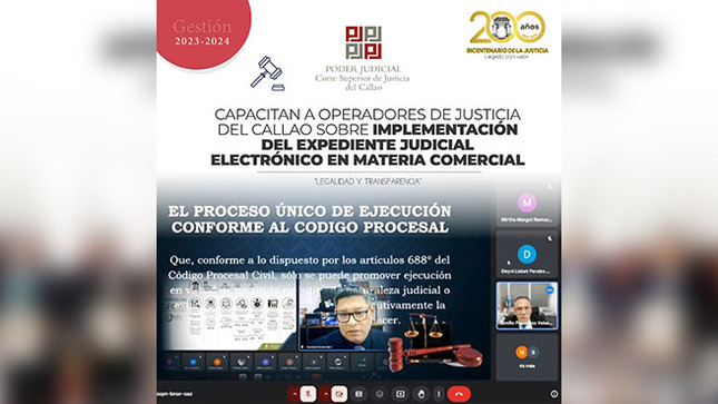 Capacitan a operadores de justicia del Callao sobre implementación del Expediente Judicial Electrónico en materia comercial