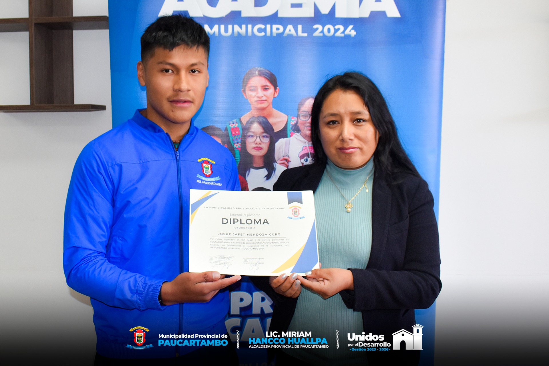 Archivo Imagen de "Municipalidad Provincial de Paucartambo Reconoce a Ingresante en Primer Lugar a la Carrera Profesional de Contabilidad"