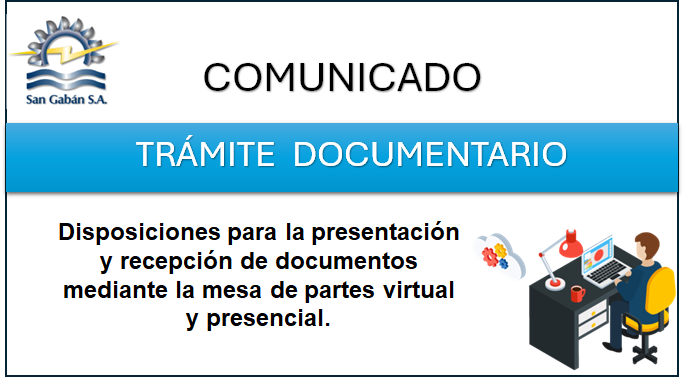 Imagen del comunicado sobre las disposiciones para la presentación y recepción de documentos mediante la mesa de partes virtual y presencial