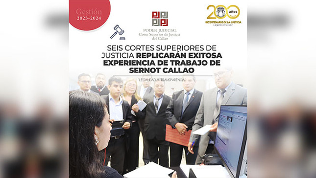  Cortes Superiores de Justicia replicarán la exitosa experiencia de trabajo de SERNOT Callao