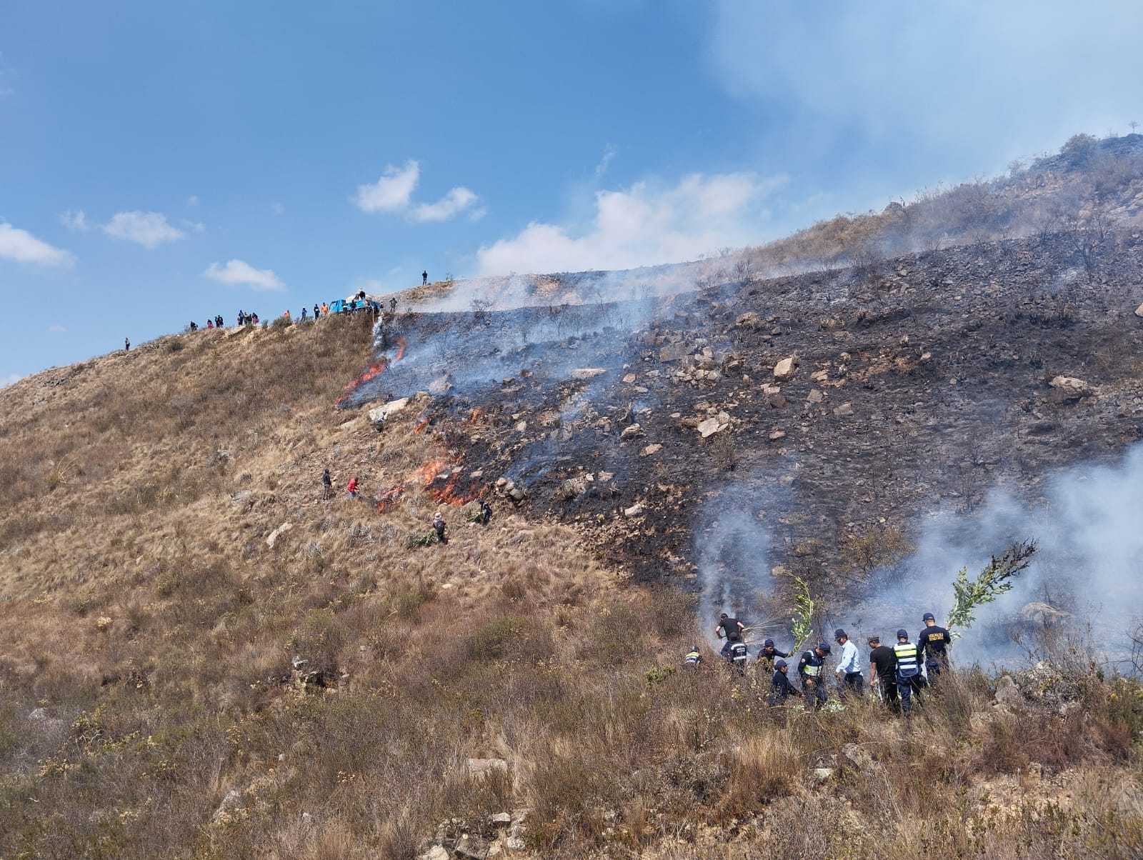 Trabajo conjunto permite extinguir incendio forestal en Huamachuco