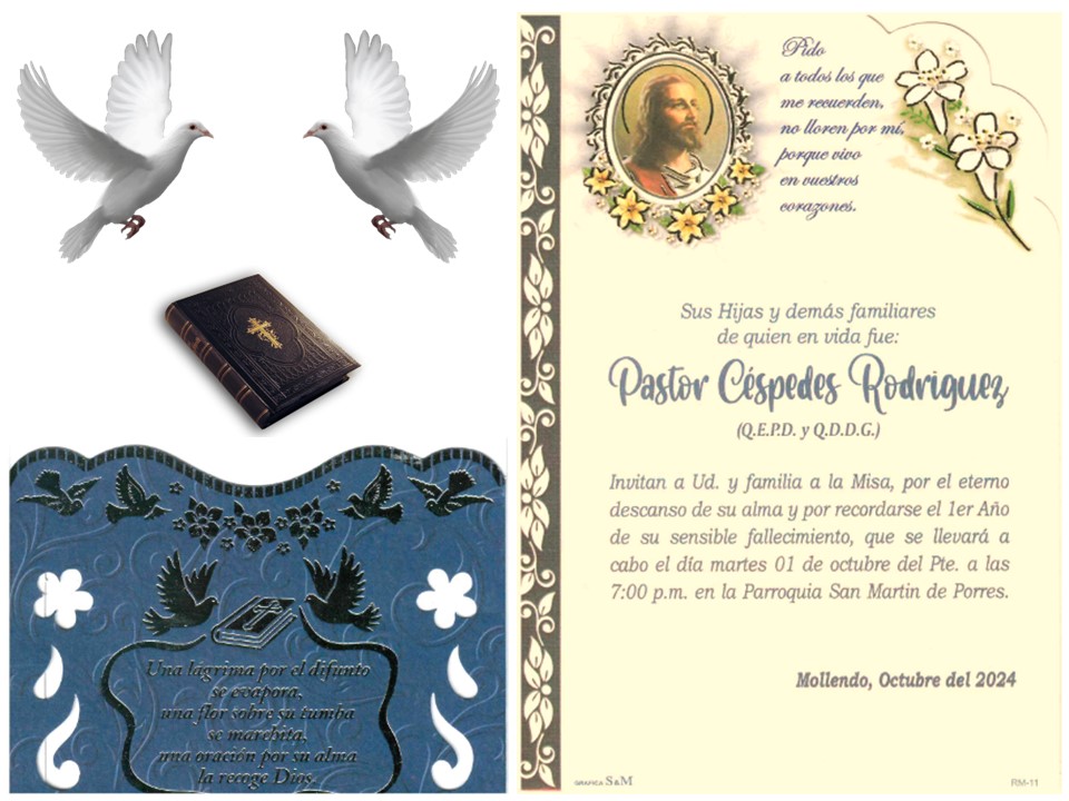 Invitación a misa de quien en vida fue Pastor Céspedes Rodríguez