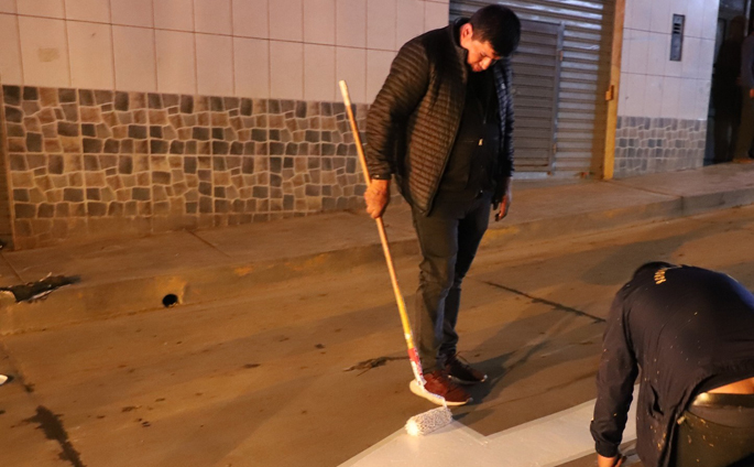 Municipalidad de Cajabamba viene realizando pintado y señalización de calles