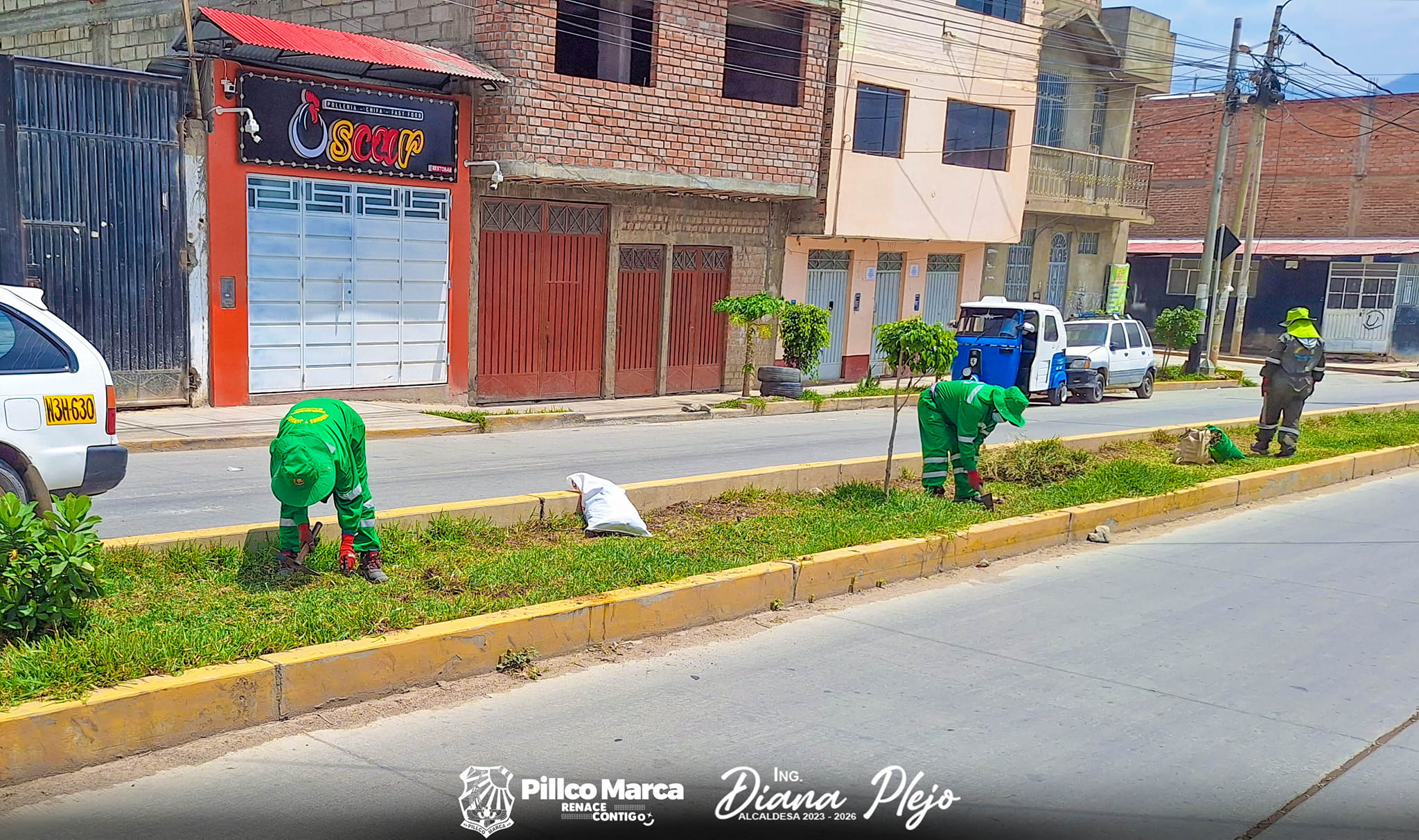 La imagen muestra tres señoras cultivando las practicas.