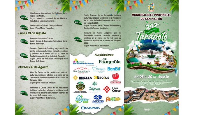 PresentaciΓ³n oficial de la ProgramaciΓ³n General de nuestro 242 Aniversario en la ciudad de Tarapoto.