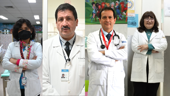 Los médicos pediatras Alicia Reyna, Carlos Mariño, Mario Encinas y Silvia Alegre, nacieron destinados para esta noble profesión.