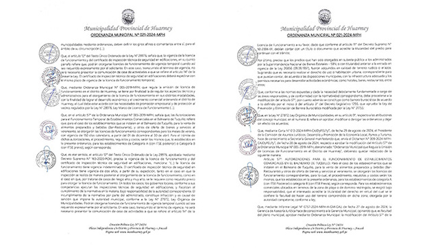 Ordenanza Municipal que aprueba la Modificacion del  ARTÍCULO 57º DE LA ORDENANZA MUNICIPAL Nº 005-2019-MPH