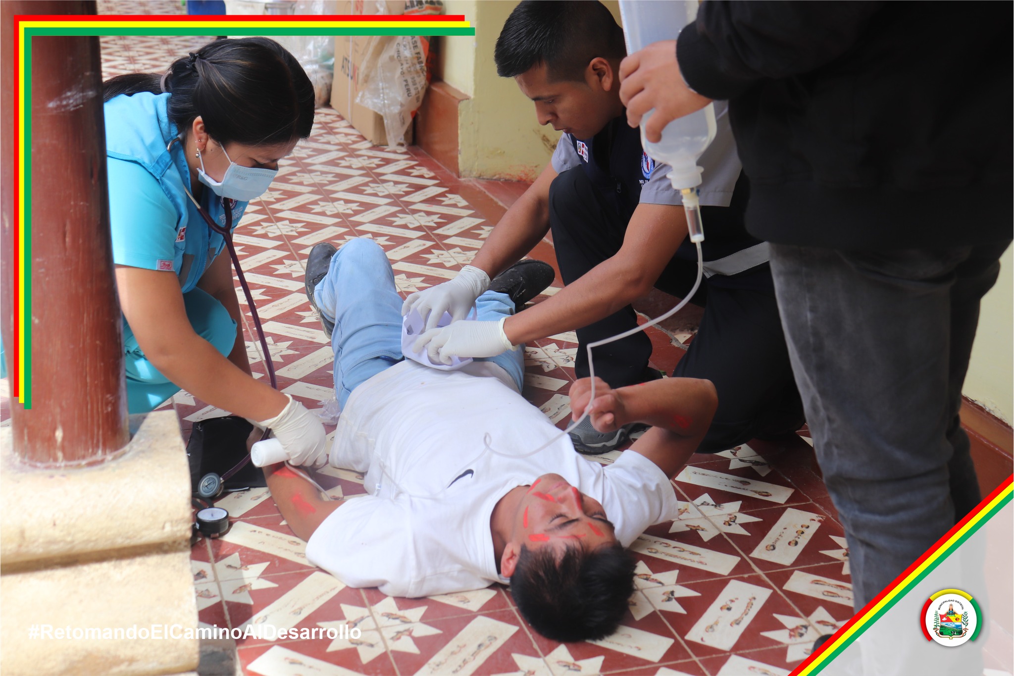 Simulacro multipeligro con apoyo de salud, policía, Defensa Civil, Fiscalía y escuelas locales.