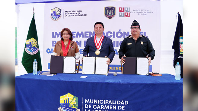Presidenta de la Corte del Callao y alcalde de Municipalidad de Carmen de la Legua implementan app Botón de Pánico y monitoreo de casos de violencia familiar