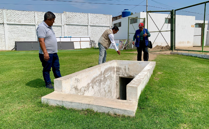 Imagen de trabajos que se están realizando en el Estadio Municipal.