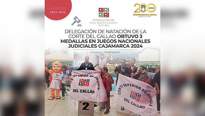 Delegación de natación de la Corte Superior del Callao obtuvo 3 medallas en los Juegos Nacionales Judiciales "Cajamarca 2024"