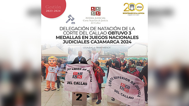 Delegación de natación de la Corte Superior del Callao obtuvo 3 medallas en los Juegos Nacionales Judiciales "Cajamarca 2024"
