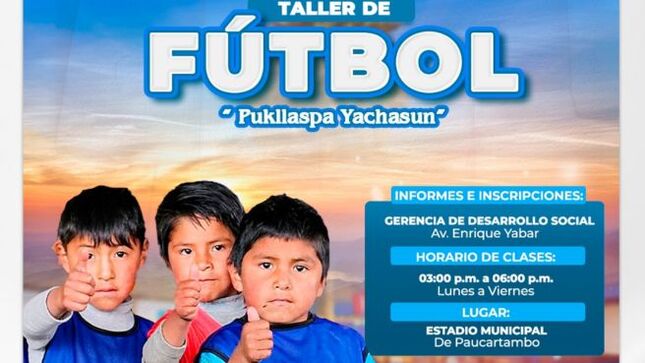 Archivo Imagen de "Inscripciones para el Taller de Futbol "Pukllaspa Yachasun 2024""
