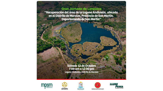 Gran jornada de limpieza en la Laguna "Andiviela", ubicada a 12 km del distrito de Morales.