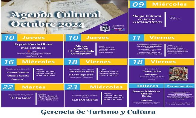 🎉 ¡Este mes celebramos el 87º aniversario de nuestra querida Biblioteca Municipal José Gálvez Egúsquiza! 🎉
📅 Actividades Programadas:
Talleres de lectura 📖
Charlas con autores locales 🗣
Exposiciones de arte 🎨
Y mucho más…
¡No te pierdas ninguna de nuestras actividades!
🌇 ¡Con Joaquin Ramirez, Cajamarca Renace