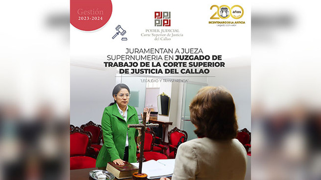 Juramentan a Jueza Supernumeraria en Juzgado de Trabajo de la Corte Superior de Justicia del Callao