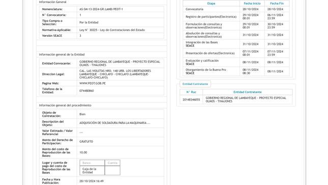 Imagen del SEACE N° 02-2024-GR.LAMB/PEOT-2