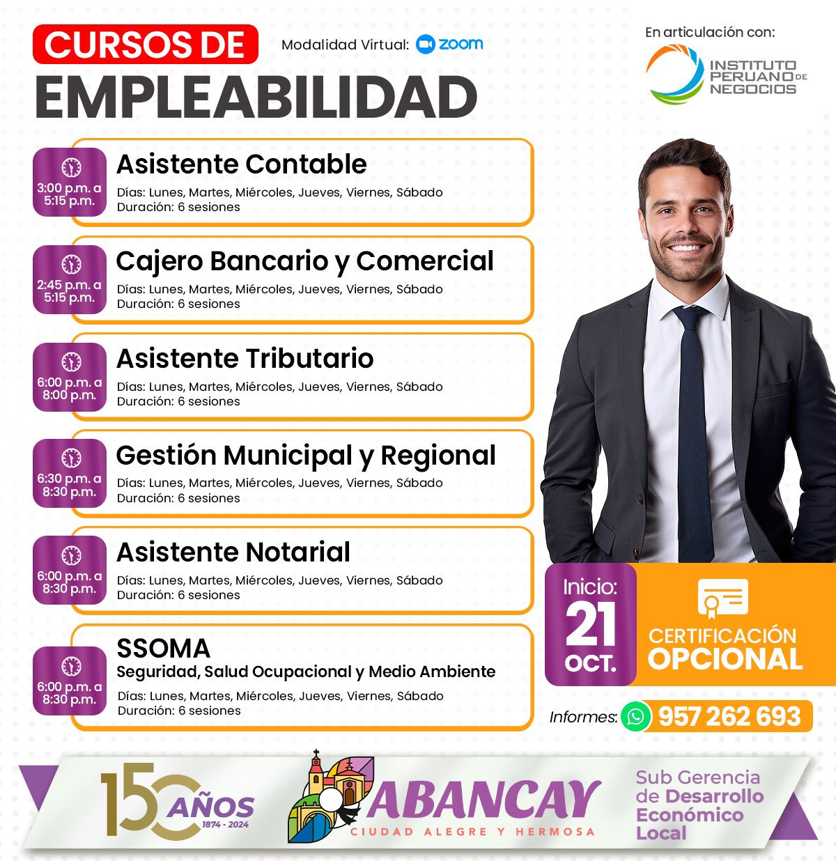 ✍️La Municipalidad de Abancay , en coordinación con el Instituto Peruano de Negocios te invita a participar de nuestra convocatoria de becas