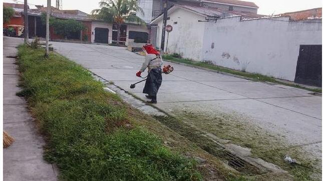 Labores de limpieza en la Urbanización Río Mar. 