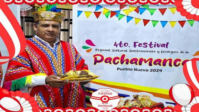 alcalde de nuestra comuna sosteniendo un pato de pachamanca 