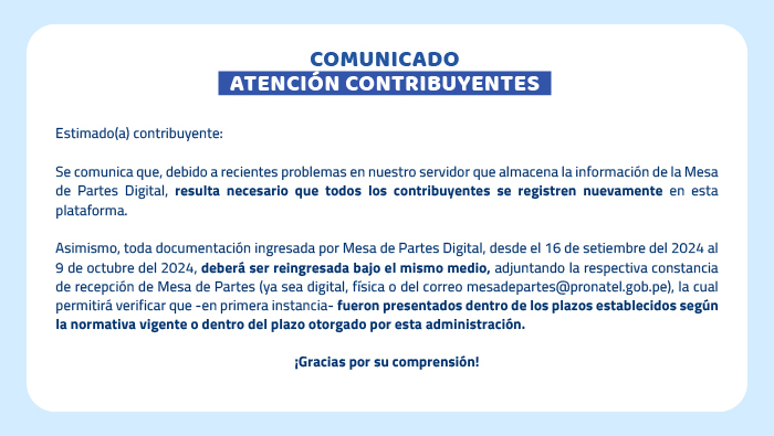 Archivo JPG del comunicado para los contribuyentes del aporte FITEL