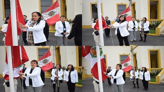 Izamiento del pabellón nacional e institucional del INSN