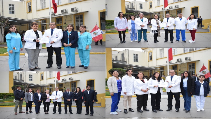 Izamiento del pabellón nacional e institucional del INSN