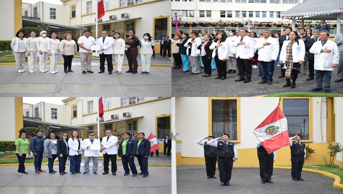 Izamiento del pabellón nacional e institucional del INSN