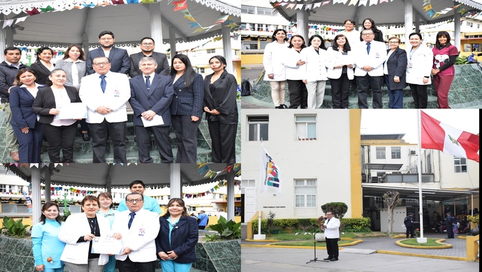 Izamiento del pabellón nacional e institucional del INSN