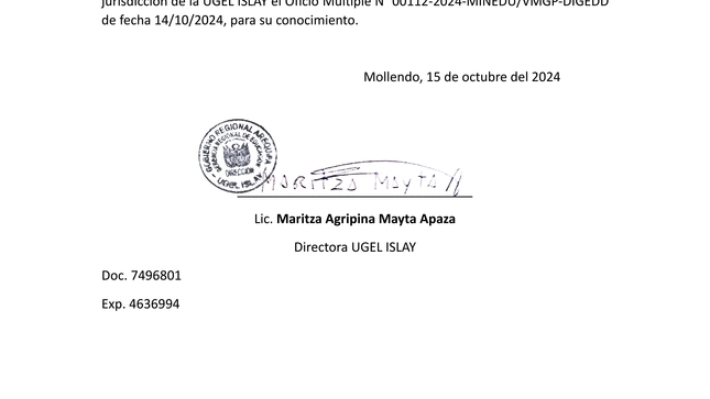 Comunicado N° 061-2024-GRA/GREA/UGELI-D