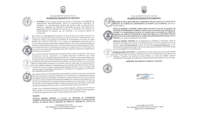 Acuerdo de concejo Nº 071-2024-MPH