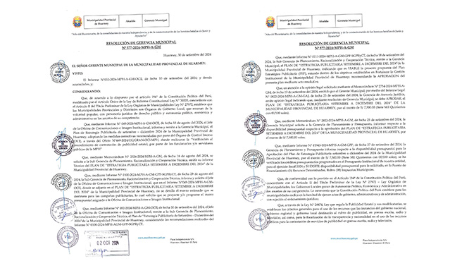 Resolución de Gerencia Municipal Nº 577-2024-MPH-A-GM