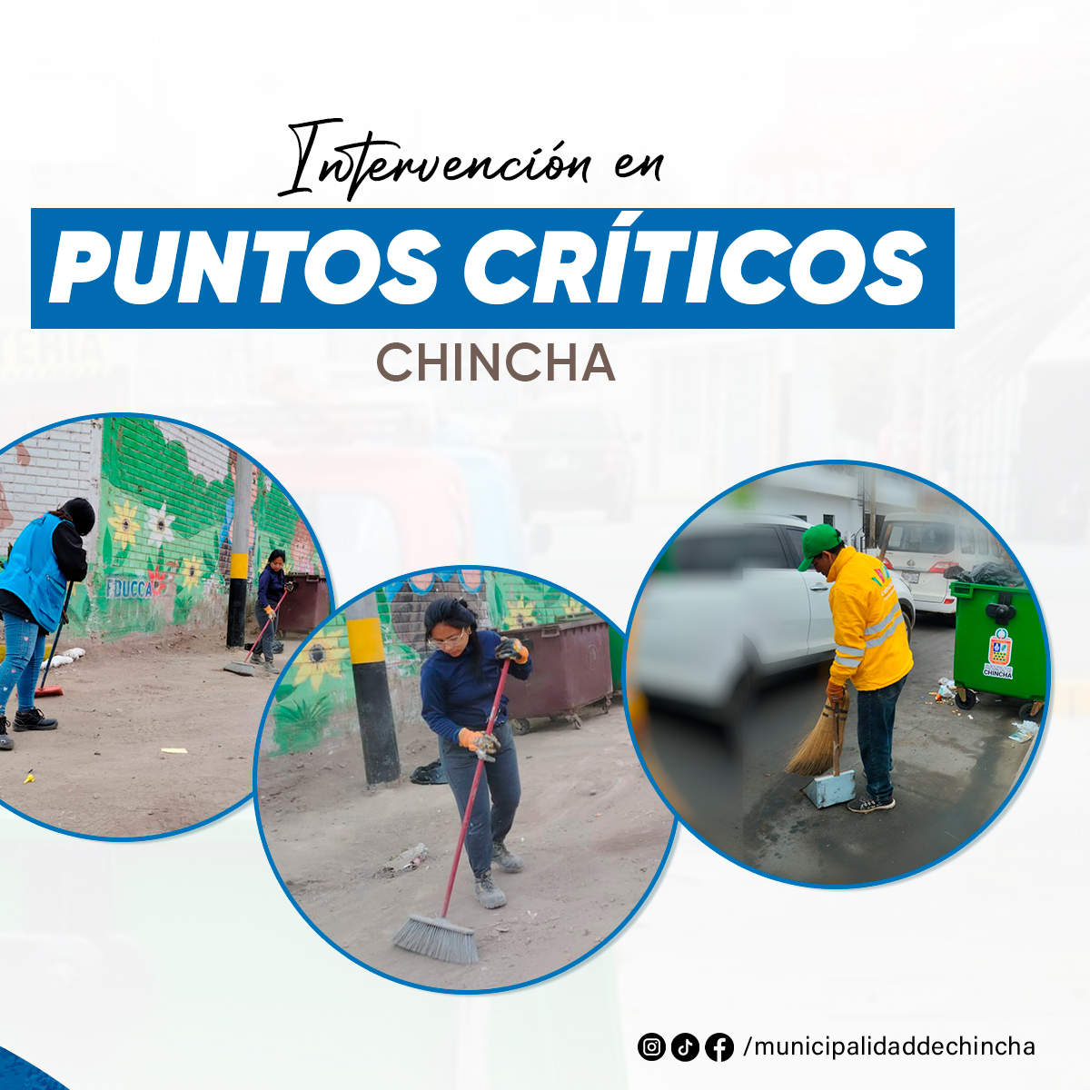 📌La Municipalidad provincial de Chincha, mediante la Gerencia Residuos Sólidos, vienen realizando la erradicación de puntos críticos en la provincia.
En esta oportunidad se realizó la limpieza en distintos puntos de la provincia, quedando completamente limpio junto a los contenedores para que los vecinos tengan este sector más limpio y disminuir la acumulación de residuos sólidos en la calle.
Por ello se le hace el llamado a la población a mantener y cuidar estos espacios recuperados, brindando un ambiente más limpio.