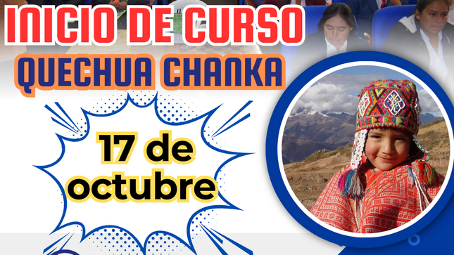 ¡𝐄𝐬 𝐡𝐨𝐲, 𝐞𝐬 𝐡𝐨𝐲❗
🥳🥳Hoy damos el inicio de nuestra primera clase de Quechua Chanka.
⏰𝐇𝐨𝐫𝐚: 05:00 p.m.
🌐𝐏𝐥𝐚𝐭𝐚𝐟𝐨𝐫𝐦𝐚: Google Meet
👉𝑵𝒊𝒗𝒆𝒍 𝑰𝒏𝒊𝒄𝒊𝒐: https://meet.google.com/qkr-qztr-ukv  
👉𝑵𝒊𝒗𝒆𝒍 𝑩𝒂́𝒔𝒊𝒄𝒐: https://meet.google.com/gxh-bpow-nqb
🛑𝐍𝐨𝐭𝐚: Se insta que a través de este enlace los maestros ingresaran  de acuerdo a su domino,  se considerara solo aquellos maestros que están en los niveles  referidos   en el plan.