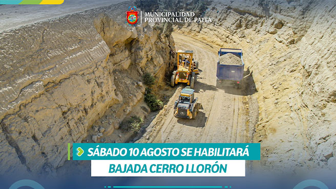 Se realiza el mantenimiento de la Bajada Cerro Llorón como vía alterna de tránsito.