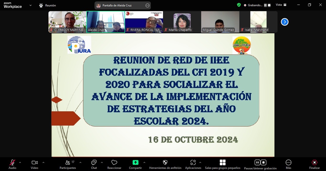 Reunión virtual de la Red de IIEE Focalizadas del Ciclo de Formación Interna de la UGEL Piura para Socializar Estrategias Educativas 2024