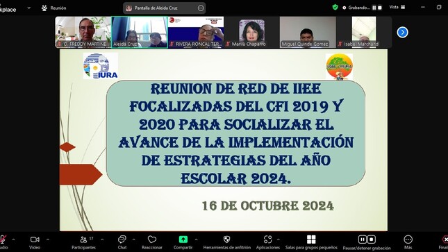 Reunión virtual de la Red de IIEE Focalizadas del Ciclo de Formación Interna de la UGEL Piura para Socializar Estrategias Educativas 2024