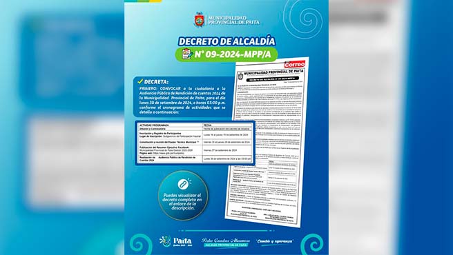 Decreto de alcaldía N° 09-2024-MPP/A