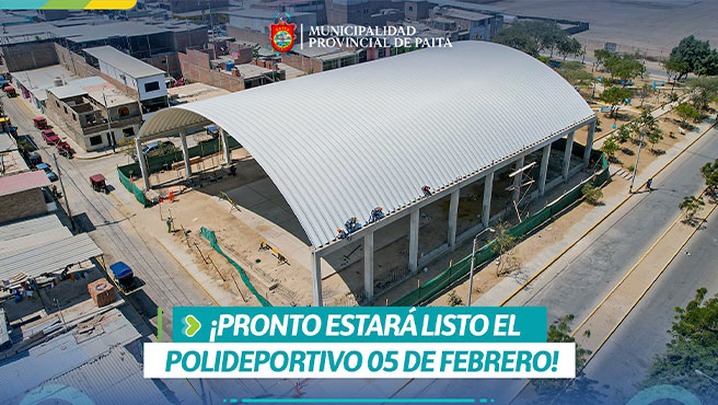 Alcalde supervisa avance de obra en polideportivo 05 de febrero.