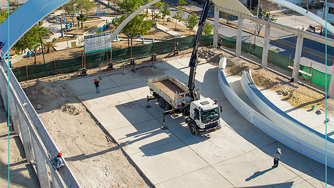 Alcalde supervisa avance de obra en polideportivo 05 de febrero.