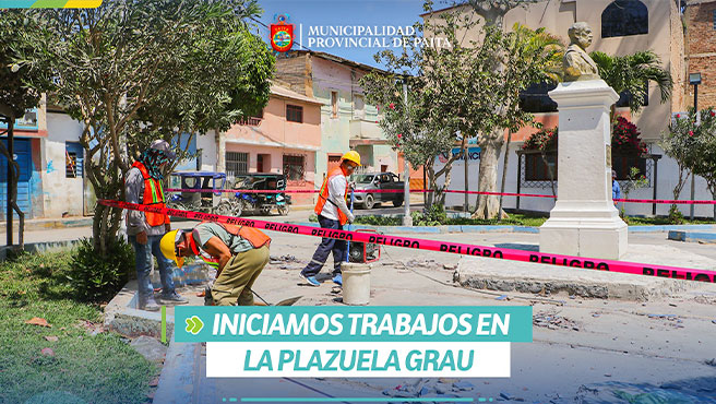 Inician trabajos de recuperación de la Plazuela Grau.