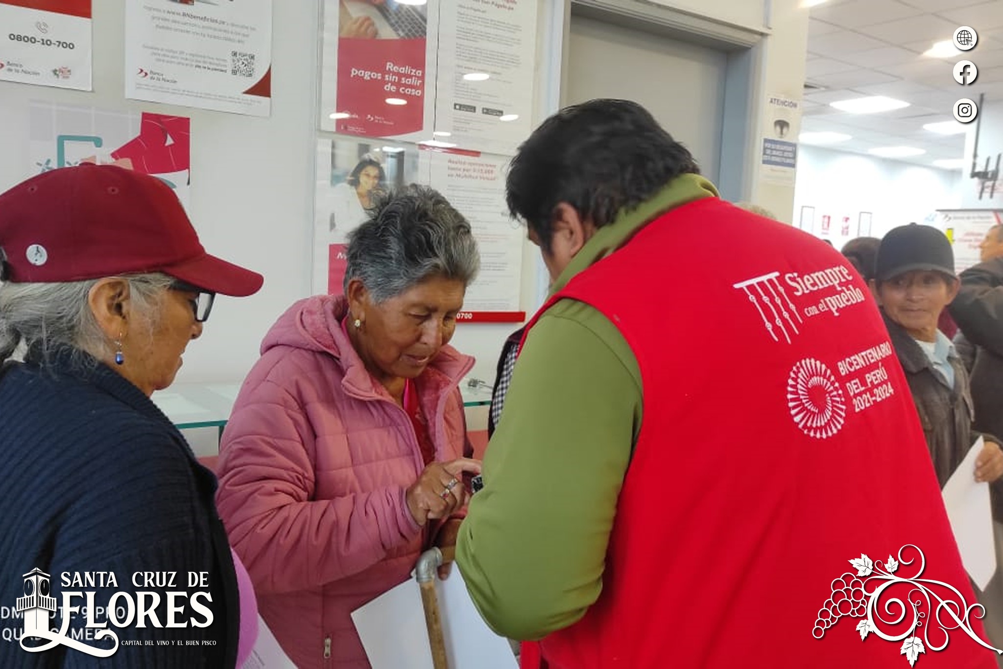 Municipalidad de Santa Cruz de Flores facilita trámites bancarios para beneficiarios de Pensión 65 en Cañete