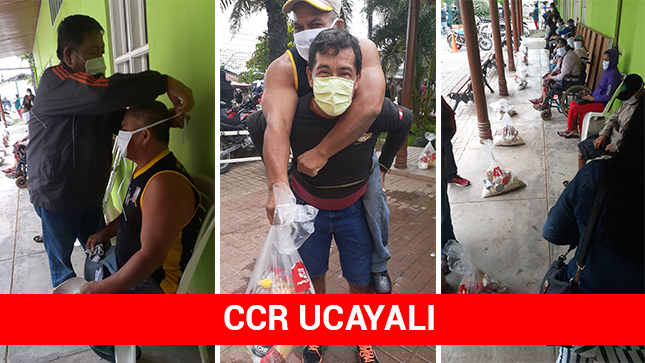 entrega de víveres  a personas con discapacidad en ucayali