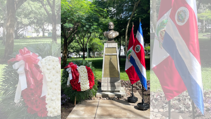 Rinden homenaje al Gran Almirante del Perú Miguel Grau en el parque República del Perú de San José