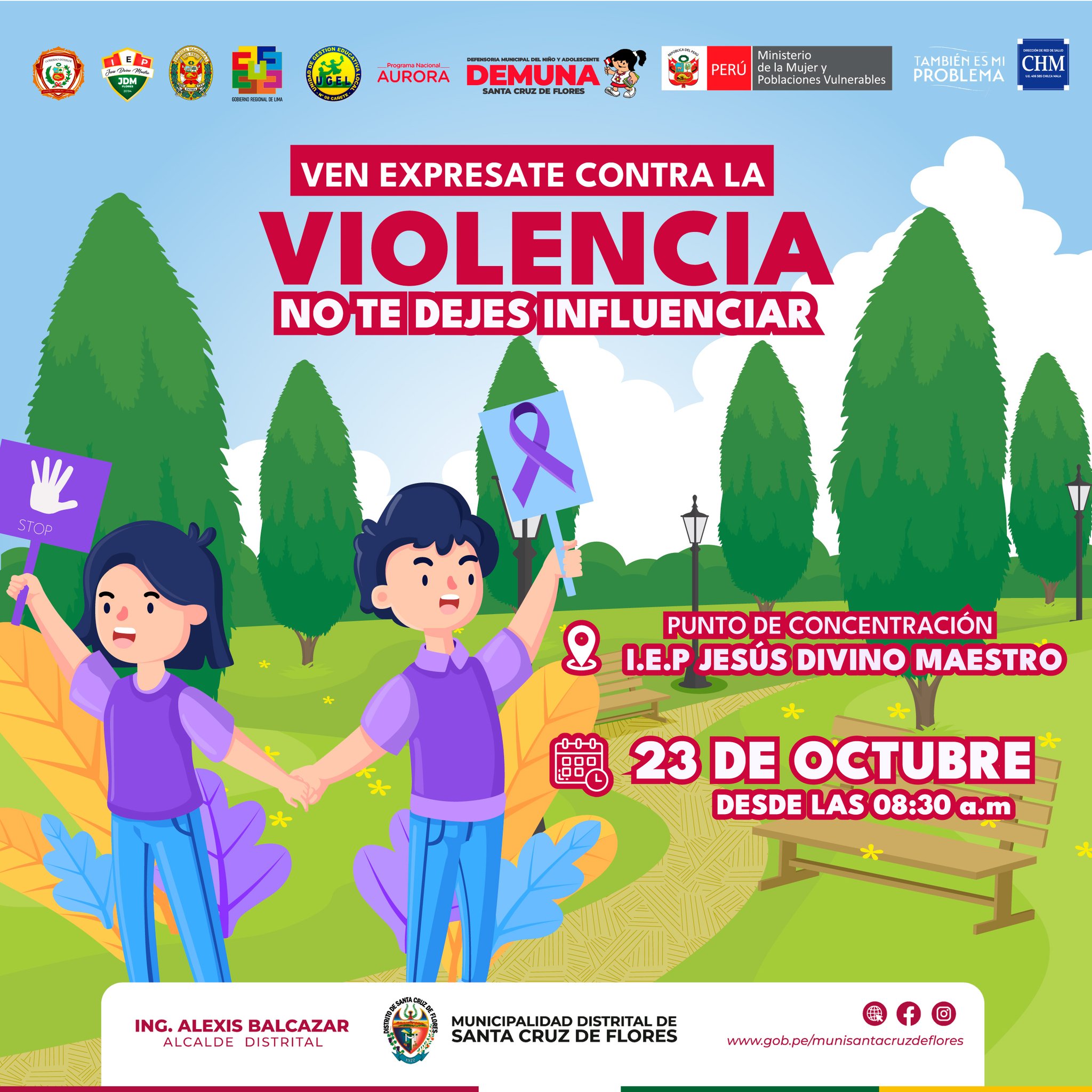 Invitación al Gran Pasacalle "¡Ven, exprésate contra la violencia, no te dejes influenciar!"