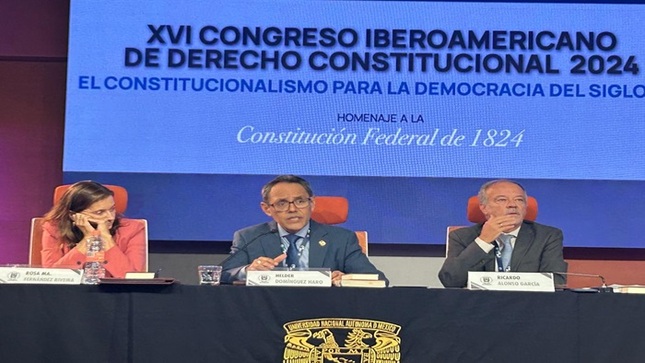 Vicepresidente del TC Helder Domínguez Haro expuso en el XVI Congreso Iberoamericano de Derecho Constitucional 2024 en México