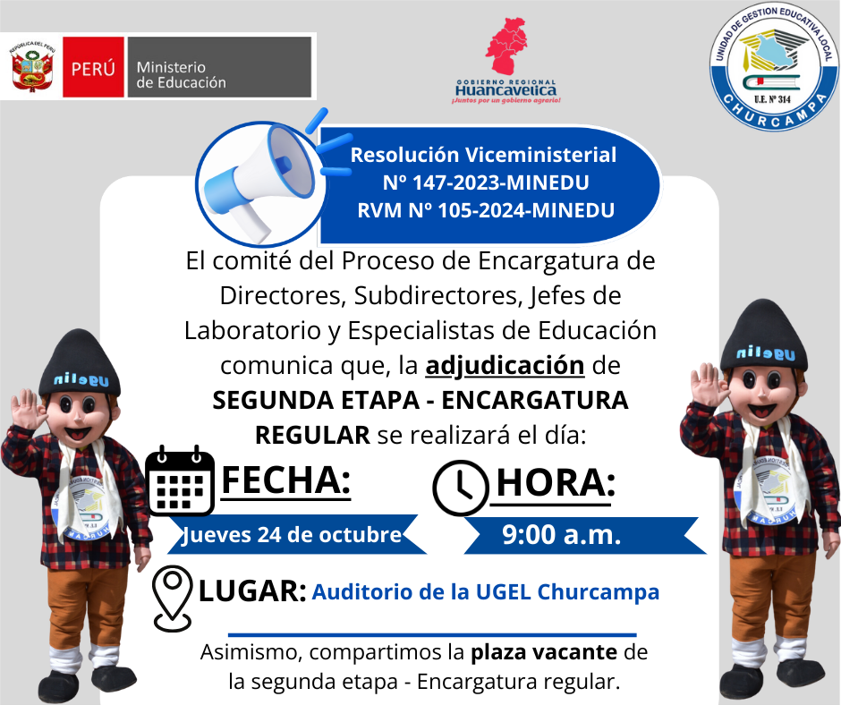 Adjudicaci贸n de segunda etapa- Encargatura Regular