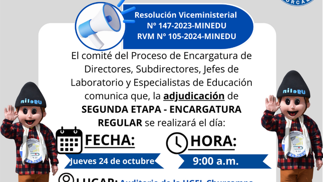 Adjudicación de segunda etapa- Encargatura Regular