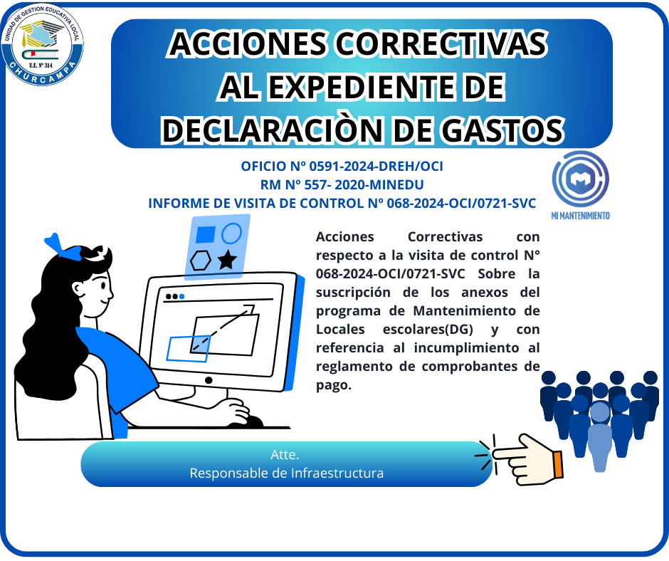 Acciones correctivas al expediente de declaración de gastos