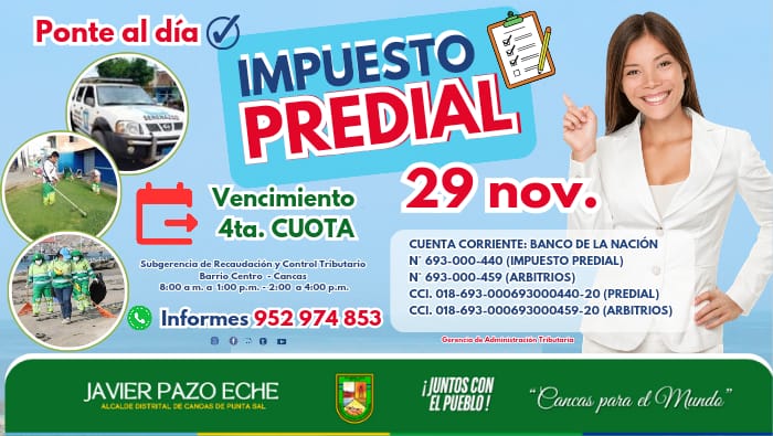 Foto Vencimiento de la cuarta cuota del impuesto predial 2024